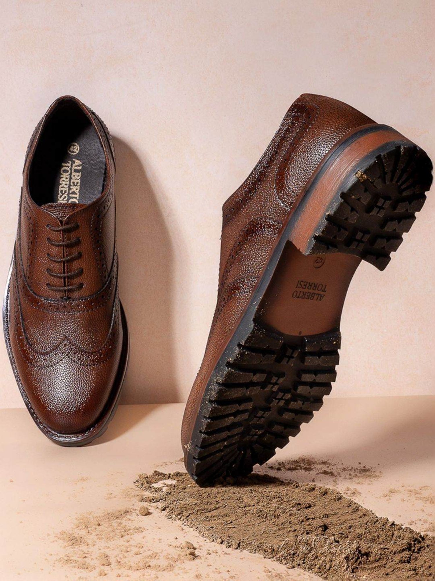 Alberto Torresi Men's Tan Brogue Shoes