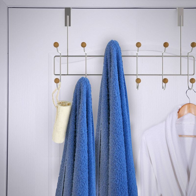 Over the Door Organizer Rack with Six Double Hooks Brown - Hastings Home