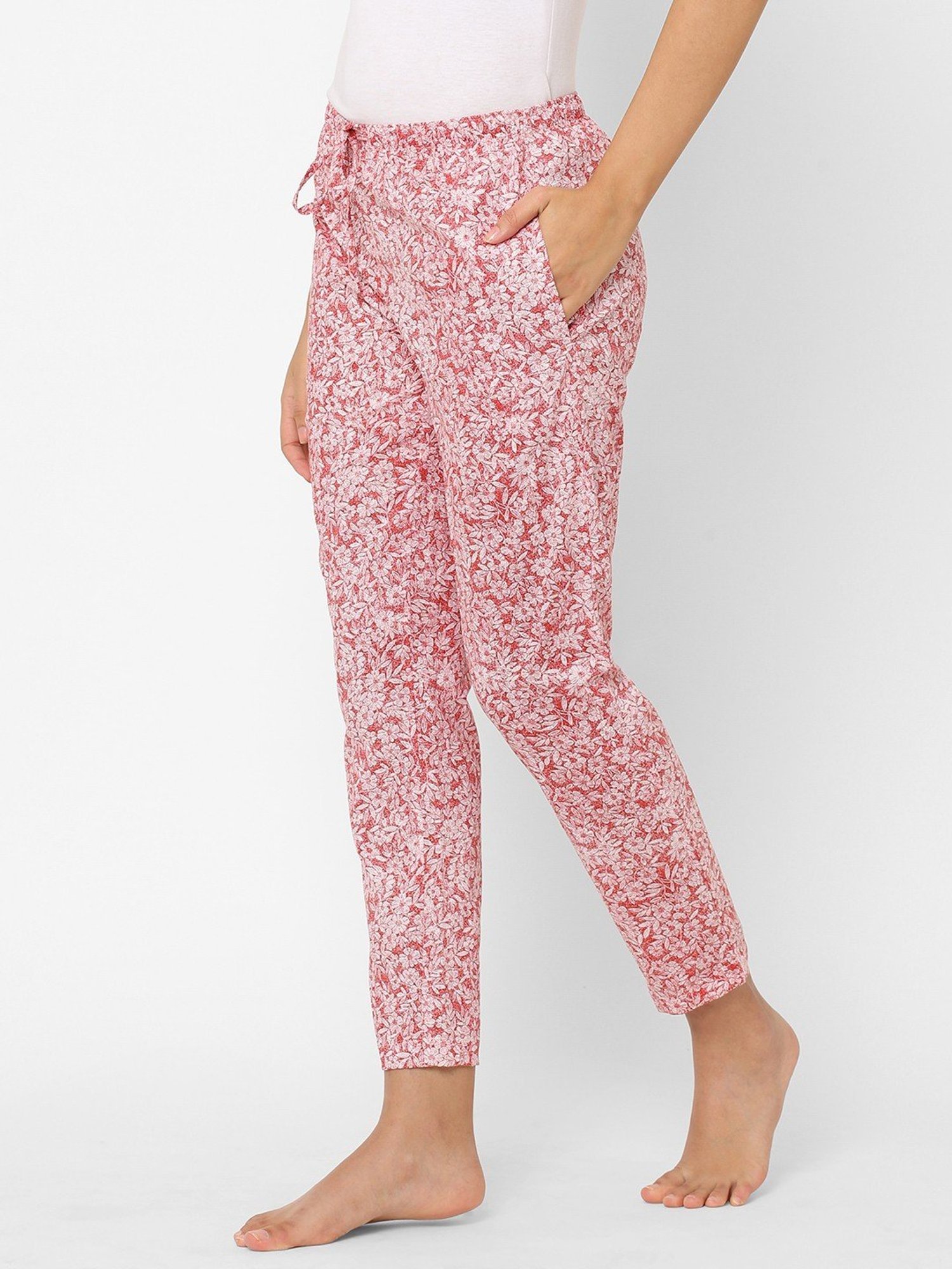 Urban Scottish Red Floral Print Lounge Pants