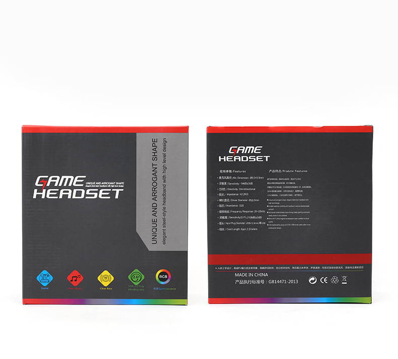 ALAMENGDA Gaming Headset 7.1 Virtual Surround Sound Headset RGB Light USB Connector Elastic Suspension Headband With Microphone for PC, Laptop