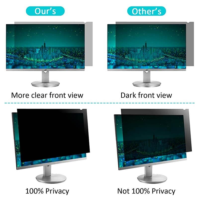 Privacy Screen Filter for 24 Inches Desktop Computer Widescreen Monitor with Aspect Ratio 16:10, Anti Glare and Anti Blue Light Protection (24.0" Widescreen-16:10)