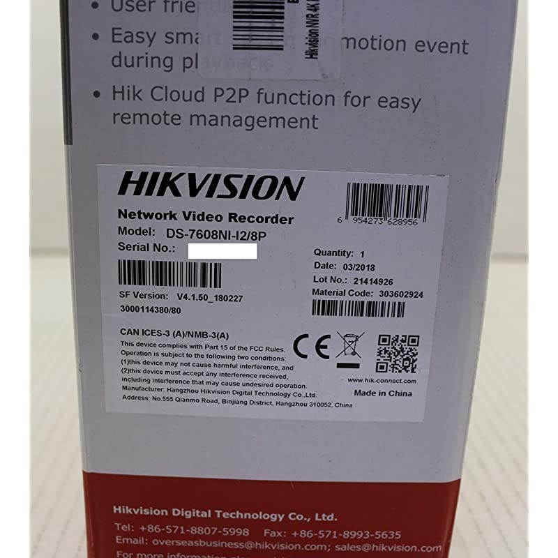 DS-7608NI-I2/8P 8CH IP Network Video Recorder Integrated 8 POE Embedded Plug & Play 4K NVR [2016 New Model]