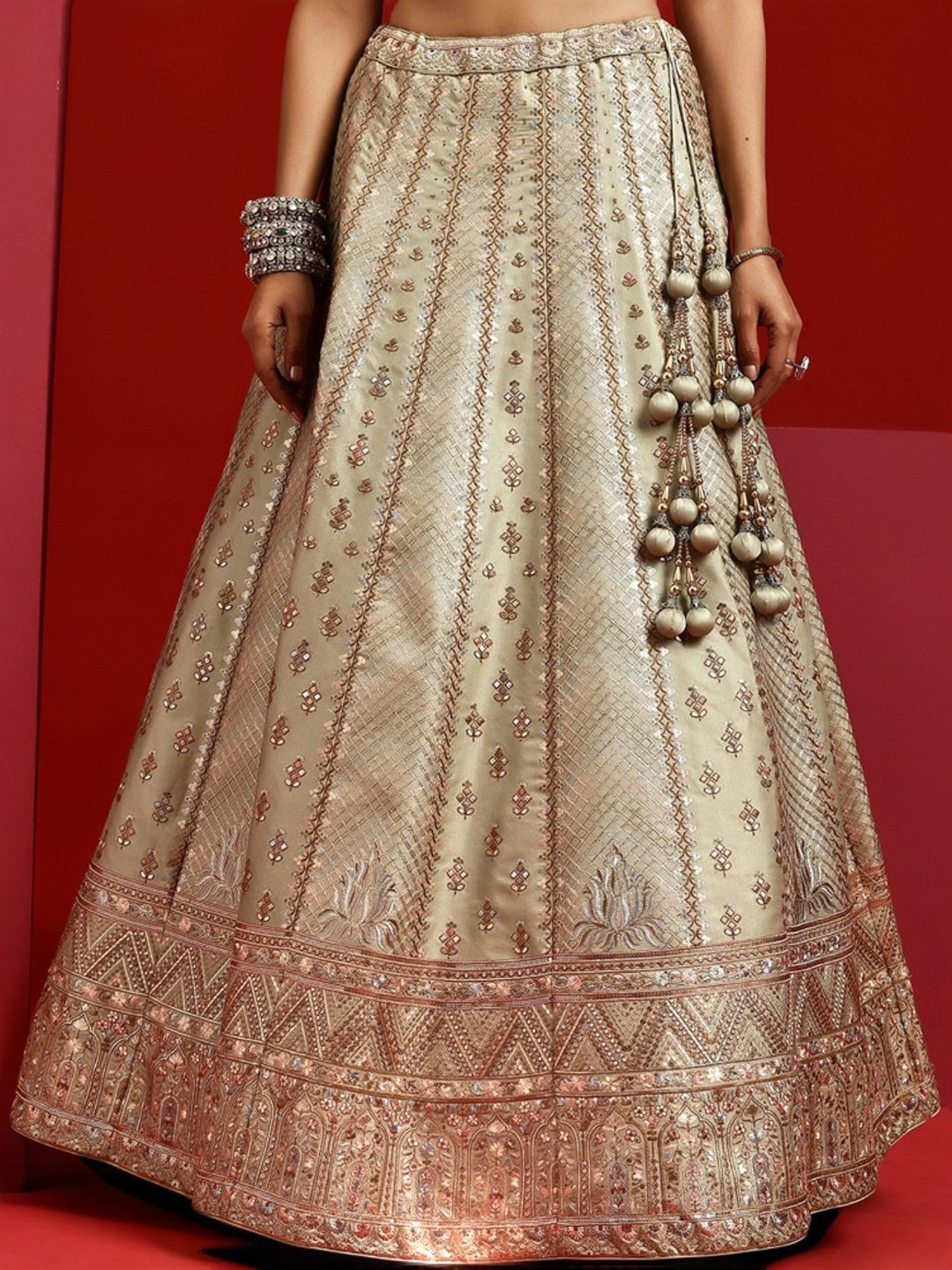 Libas Art Green Embroidered Lehenga Choli Set With Dupatta