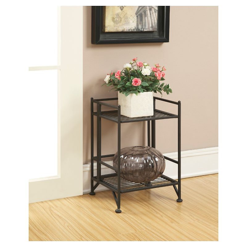 20.25" 2 Tier Folding Metal Shelf Black - Breighton Home