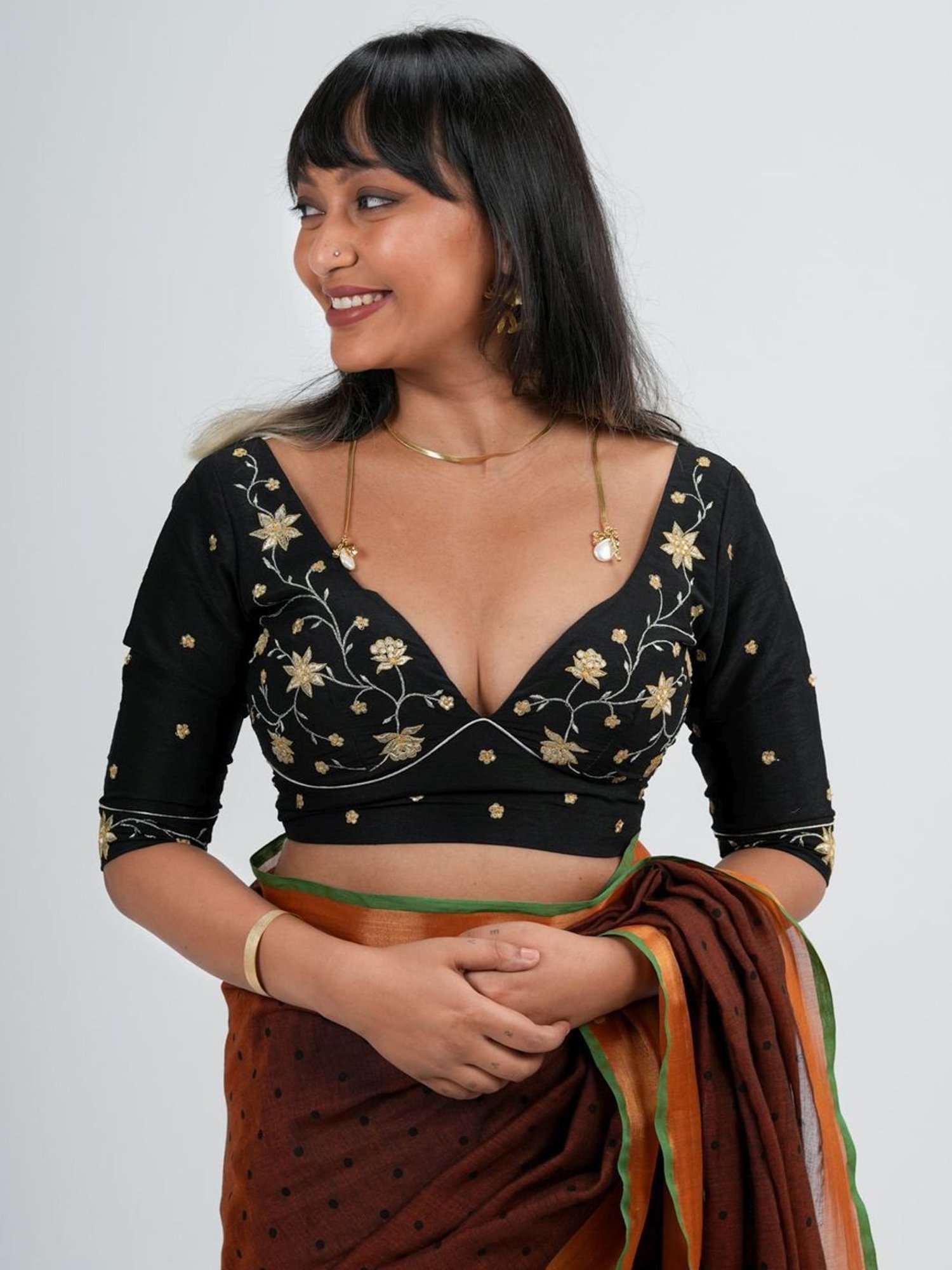 Suta Black Embroidered Blouse