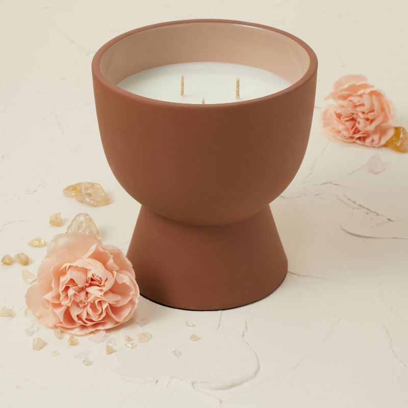 17oz Lidded Terracotta Jar 3-Wick Pink Wooded Rose Candle - Opalhouse™ designed with Jungalow™