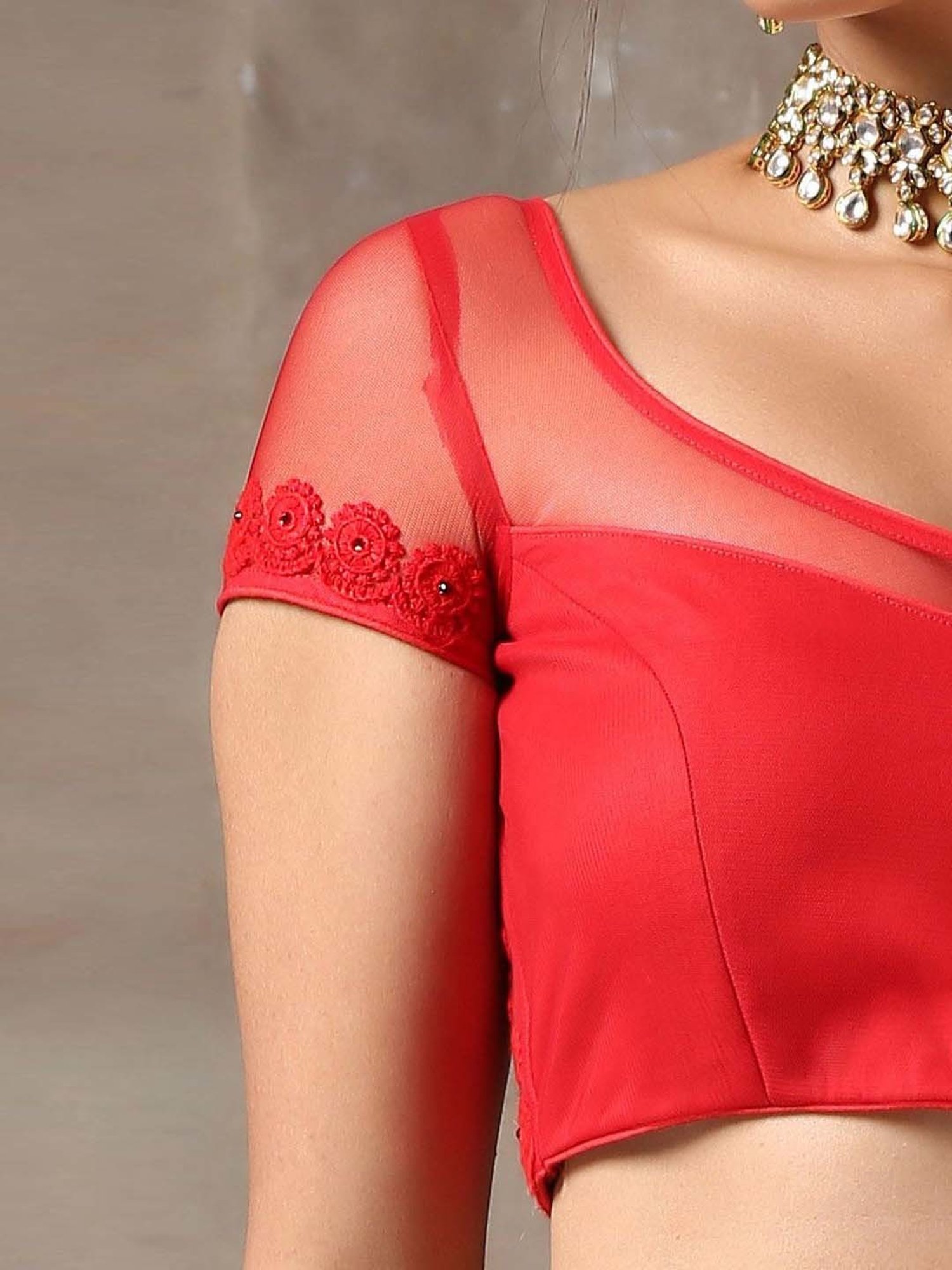 Swtantra Red Embroidered Readymade Blouse