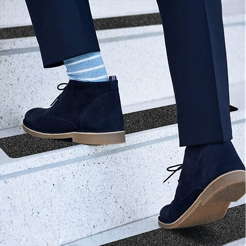 Anti Slip Traction Treads with Reflective Stripe 10Pack 4 X 28 Best Grip Tape Grit Non Slip Outdoor Non Skid Tape High Traction Friction Abrasive Adhesive for Stairs Step Black