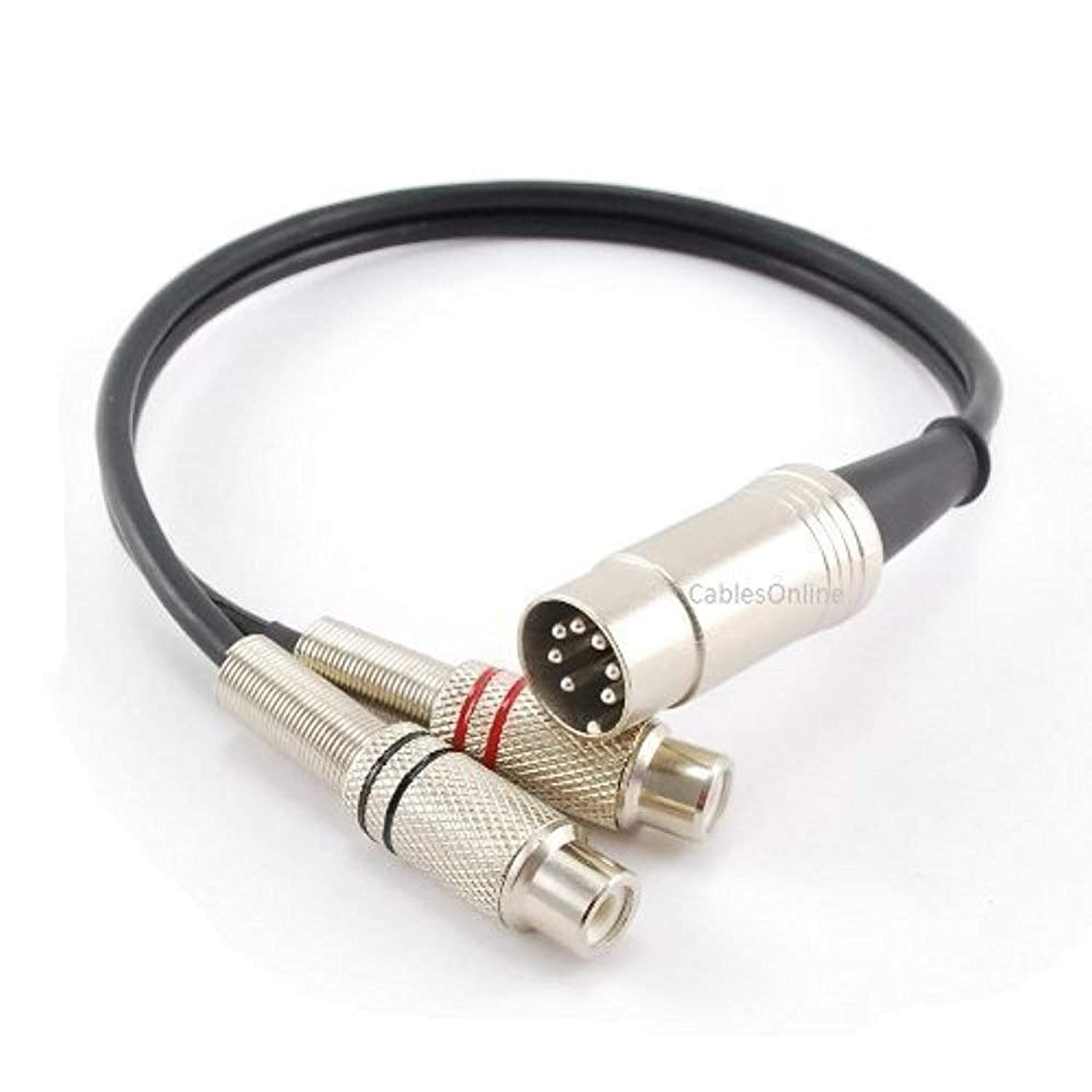CablesOnline 1ft 7-Pin Din Male to 2-RCA Female Audio Cable for Bang & Olufsen, Naim, Quad.Stereo Systems (BO-402K)