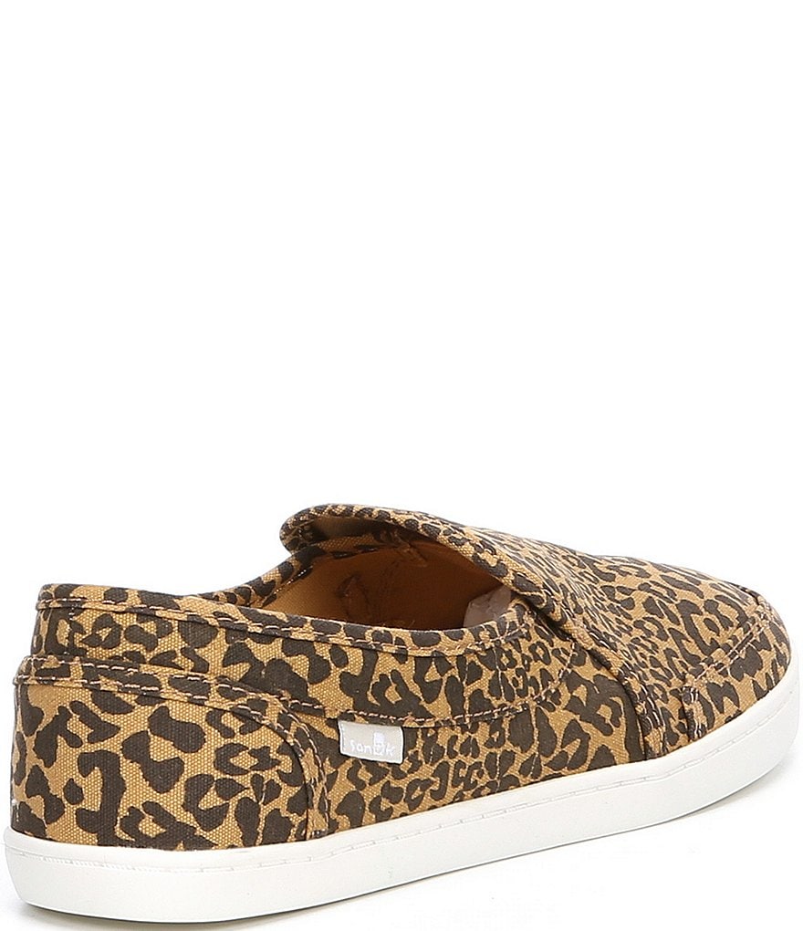 Sanuk Pair O Dice Leopard Print Canvas Slip-On Sneakers