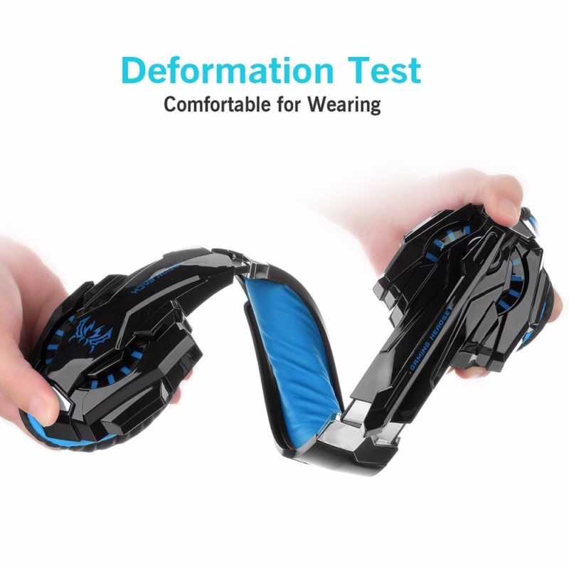 KOTION EACH PS4 Gaming Headset Deep bass Stereo Casque Wired Game Earphones Gaming Headphones  3.5+USB with Microphone for PS4 PC Laptop(Blue)