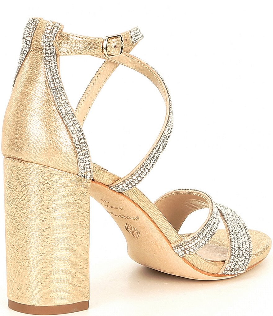 Antonio Melani Garlini Rhinestone Embellished Strappy Block Heel Dress Sandals