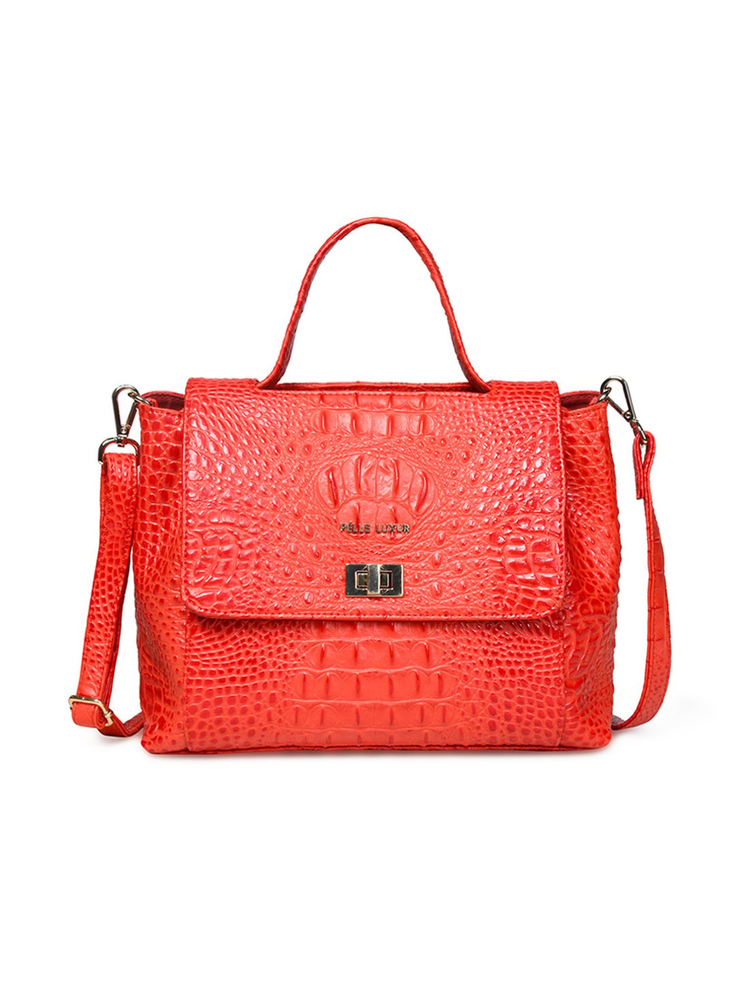 PELLE LUXUR Dark Pink Animal Effect Medium Cross Body Bag