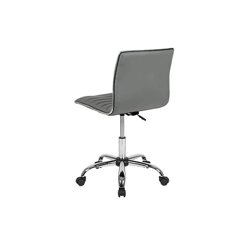 Low Back Designer Armless Light Gray Ribbed Swivel Task Office Chair