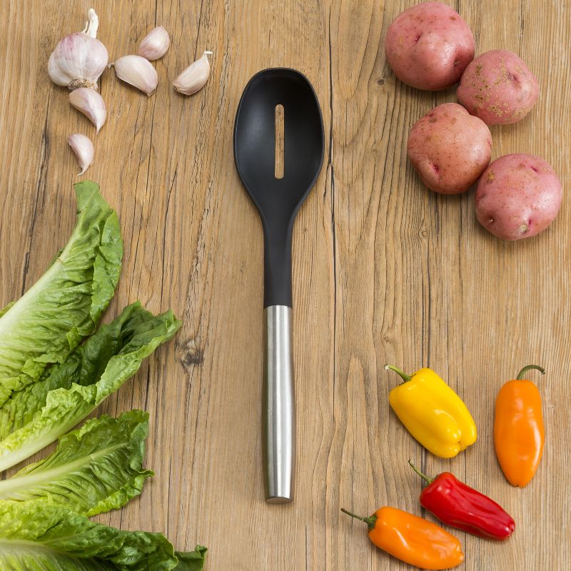 Home Basics Mesa Collection Scratch-Resistant Nylon Slotted Spoon, Black