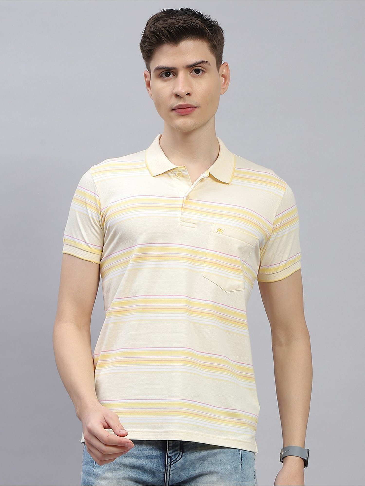 Monte Carlo Lemon Regular Fit Striped Polo T-Shirt