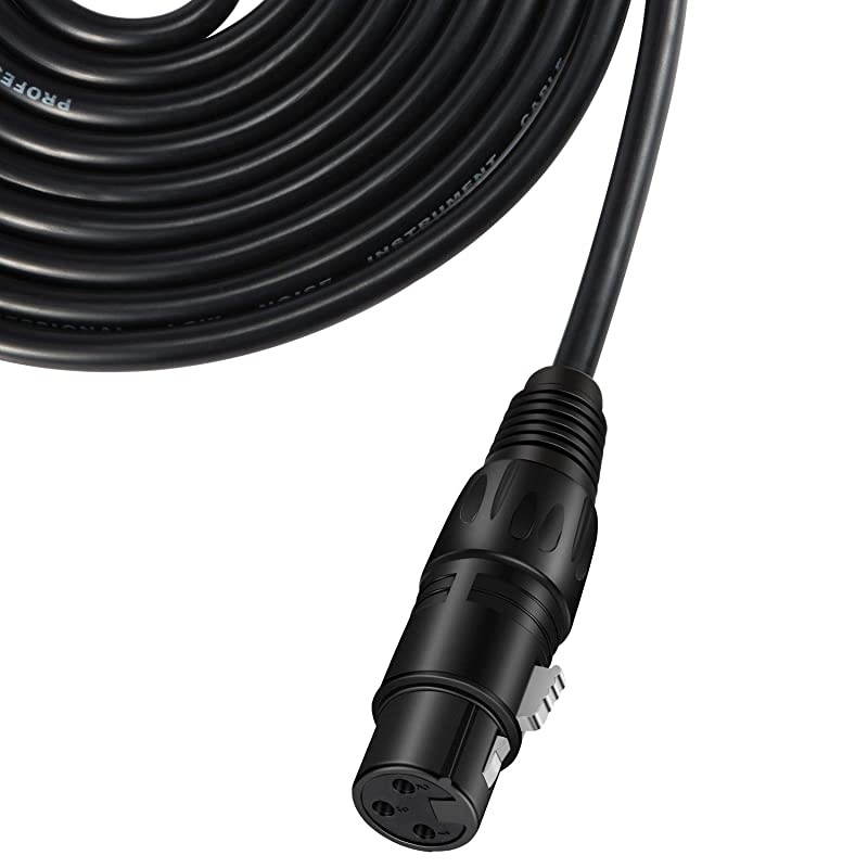 25ft XLR 25 Feet Microphone Male to Female Mic Cables Cord, Black 6-Pack