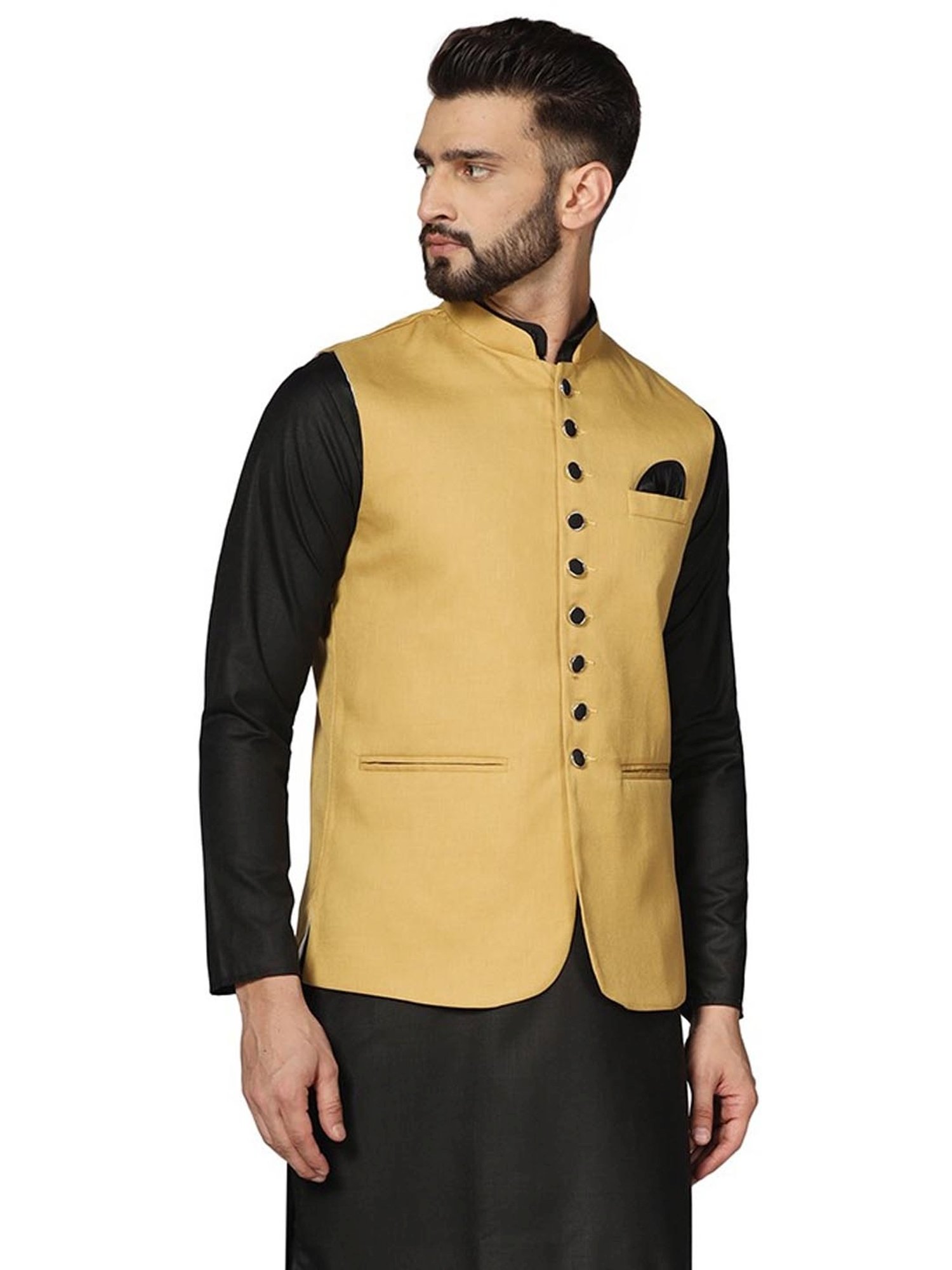 TAHVO Gold  Slim Fit Nehru Jacket