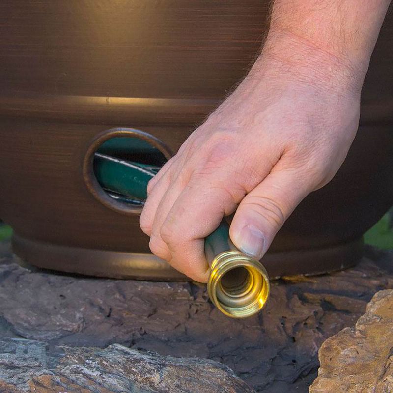 Liberty Garden LBG1924 Banded High Density Resin Hose Holder Pot with Drainage for Backyard, Garden, or Home, Bronze