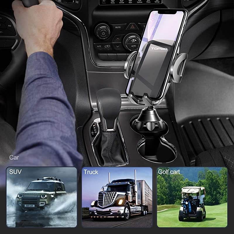 Adjustable Pole Automobile Cup Holder Smart Phone Cradle Car Mount for iPhone 12 Pro/XR/XS Max/X/11/8/7 Plus/6s/Samsung S10 /Note 9/S8 Plus/S7 Edge(Black, 11inch)