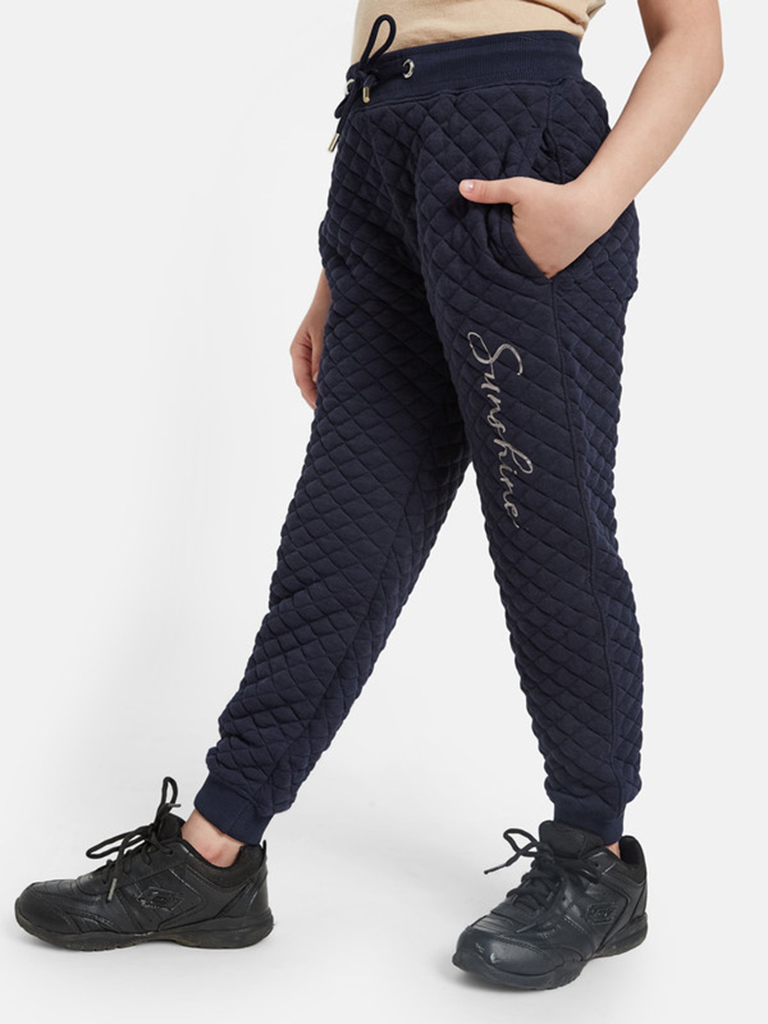 METTLE Girls Navy Solid Joggers