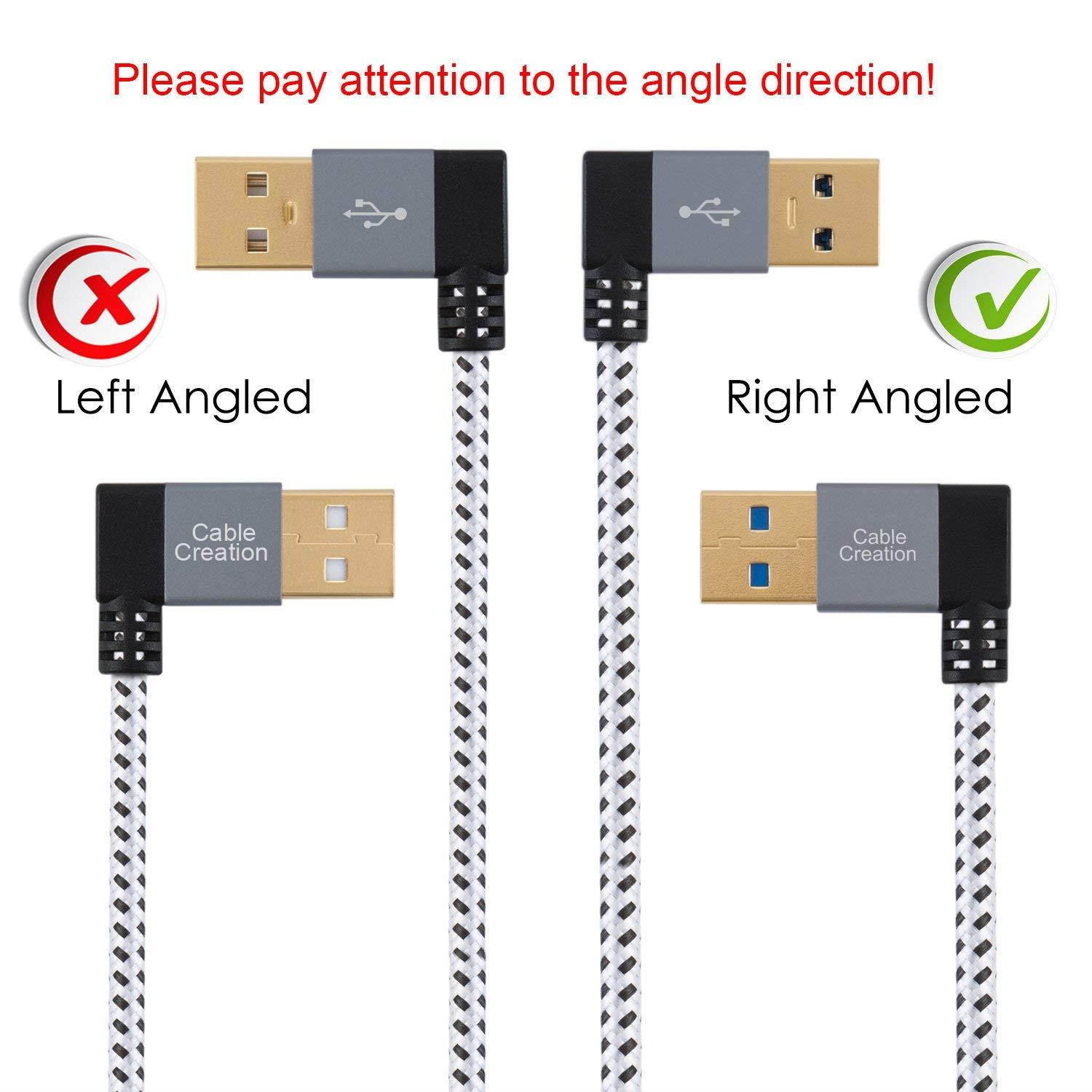 CableCreation [2-Pack] 10 Feet L Shape USB 2.0 Charging Data Cable, Right Angle USB A to Micro USB Cable, Compatible Android Smart Phones, Galaxy S7 Edge, Moto G5, PS4, 2M, Space Gray