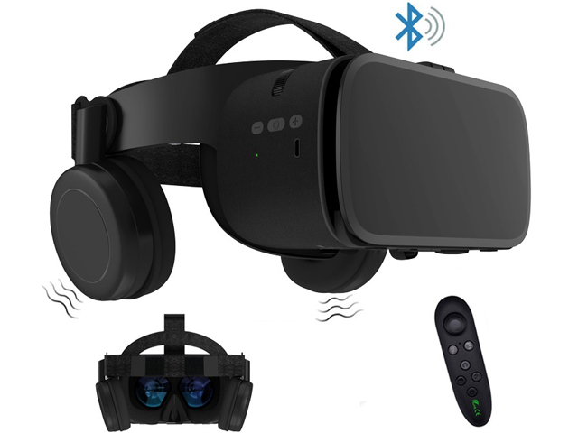 Bluetooth Wireless VR Virtual Reality 3D Glasses Goggles Headset with Remote for Smartphones Google 3d Box - white