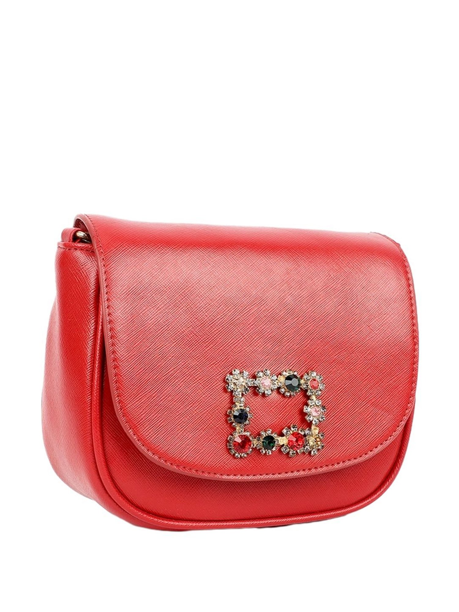 Carlton London Red Embellished Medium Sling Handbag