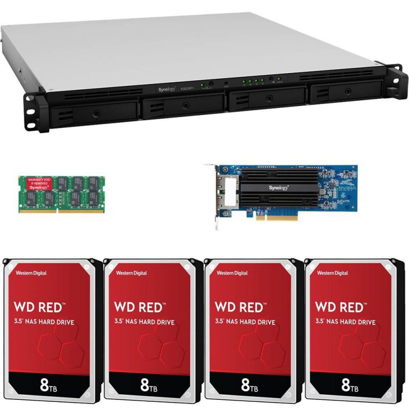 Synology RS820RP+ 4-Bay RackStation NAS with Synology 10Gb Adapter 18GB RAM 32TB (4x8TB) of Western Digital RED NAS Drives Fully Assembled Tested By CustomTechSales