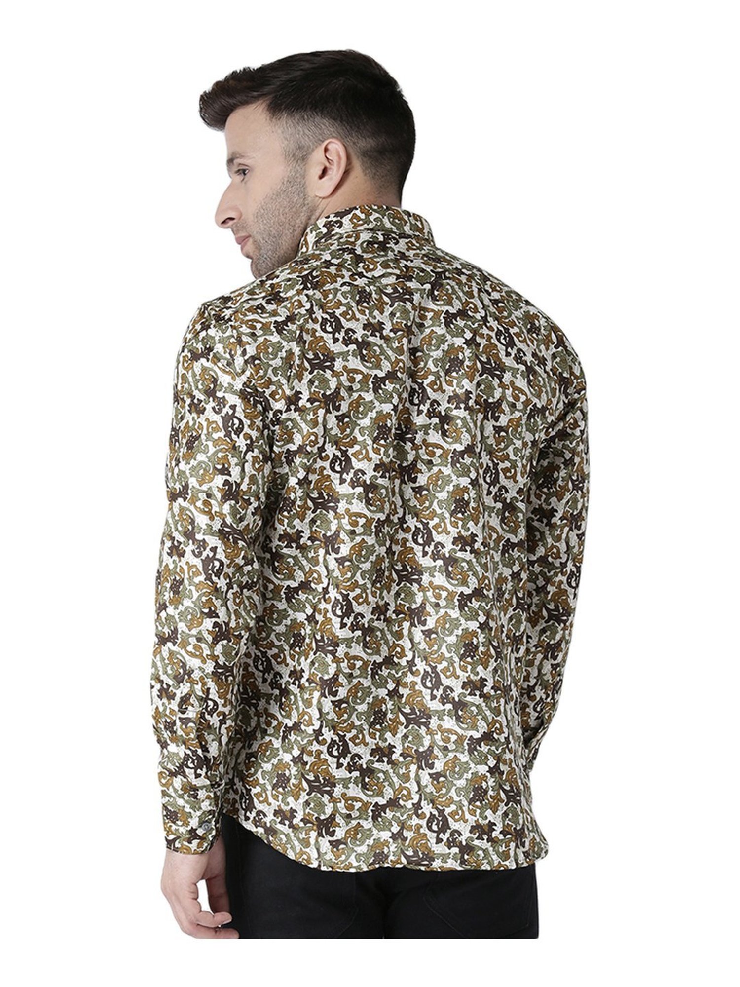 Hang Up Green Slim Fit Printed Shirt