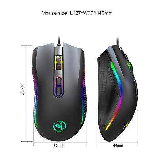 Gaming Mouse Wired,7200 DPI Adjustable, 7 Programmable Buttons, 6 Kinds of RGB Backlit Gaming Mouse, Lightweight Mouse for Laptop PC Gamer Computer Desktop