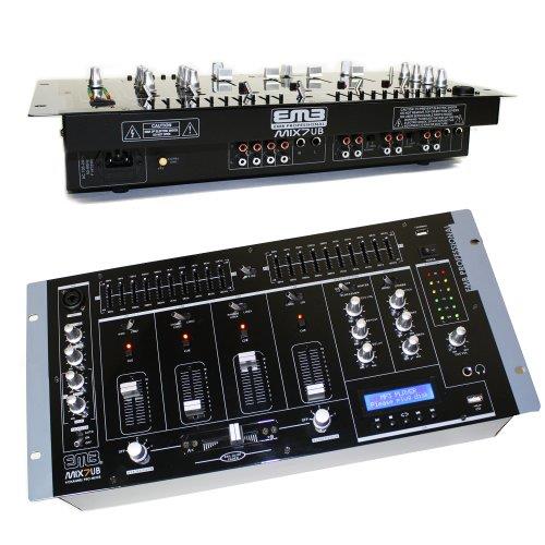 EMB MIX7UB 19" Rack Mount 4 Channel PRO Mixer w/USB Adjustable Cross Faders