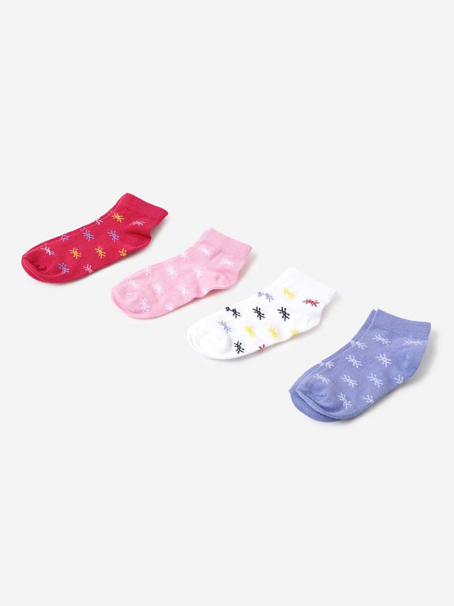 Skechers Crew Multicolor Printed Socks for Girls - Pack of 3