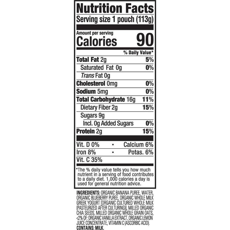 HappyTot Super Morning Organic Bananas Blueberries Yogurt & Oats with Super Chia Baby Food Pouch - 4oz