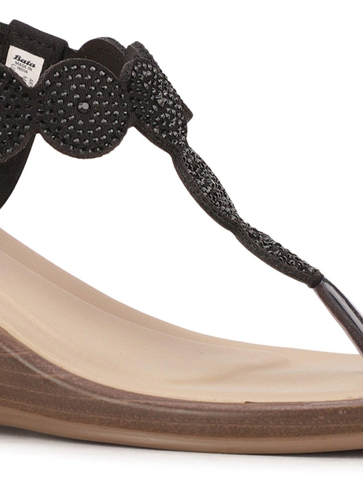 Bata Women's Black Sling Back Wedges