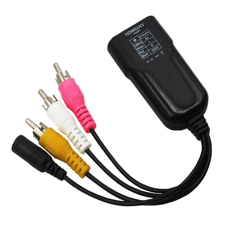 HDMI to RCA Converter HD 1080p HDMI to RCA CVBS AV Composite Adapter HDMI2AV Converter Support PAL/NTSC Switch with Charging Cable for STB Blue-ray DVD Xbox PS4 Games