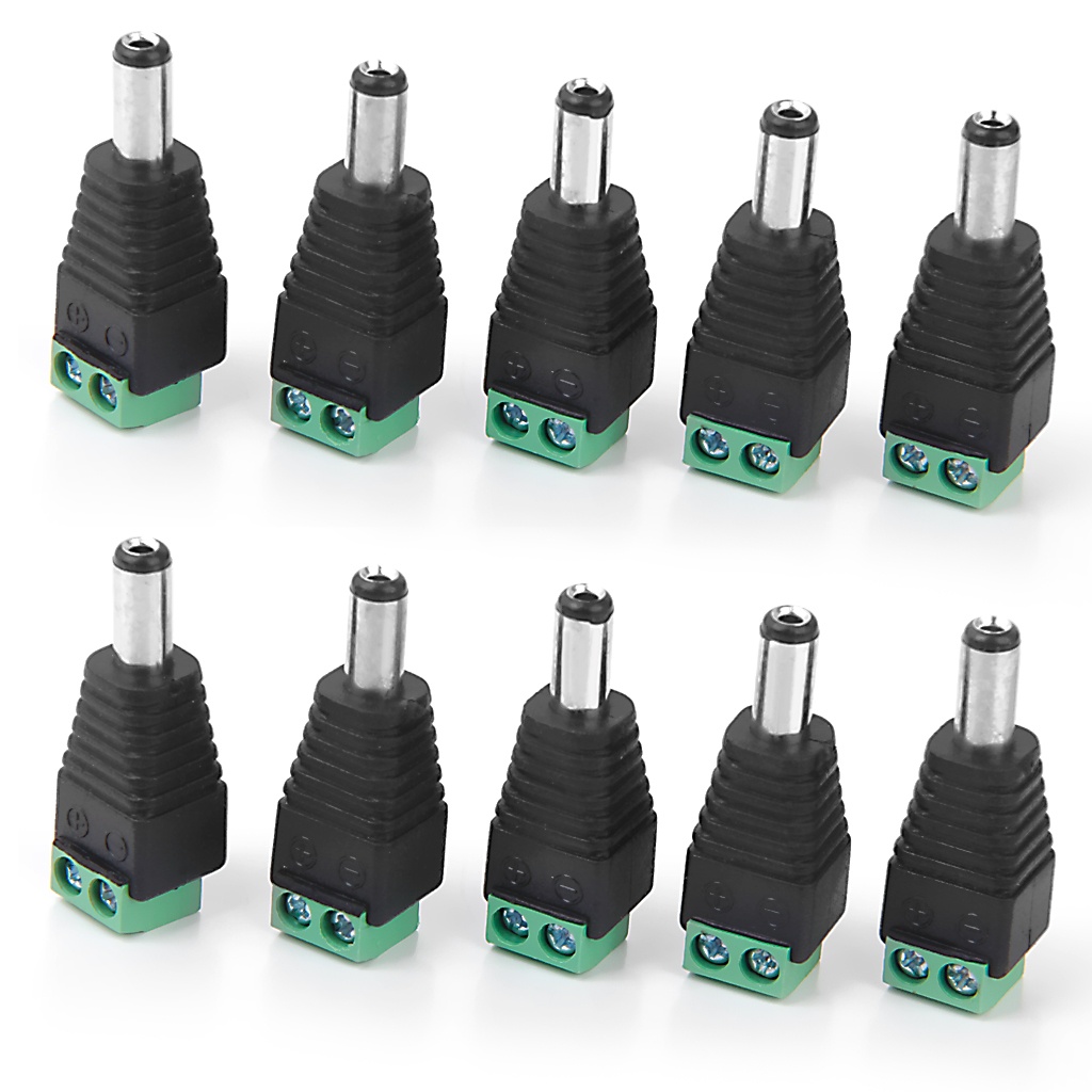10x DC Power Male Cable Adaptor Plug Jack Wire Connector for CCTV Camera