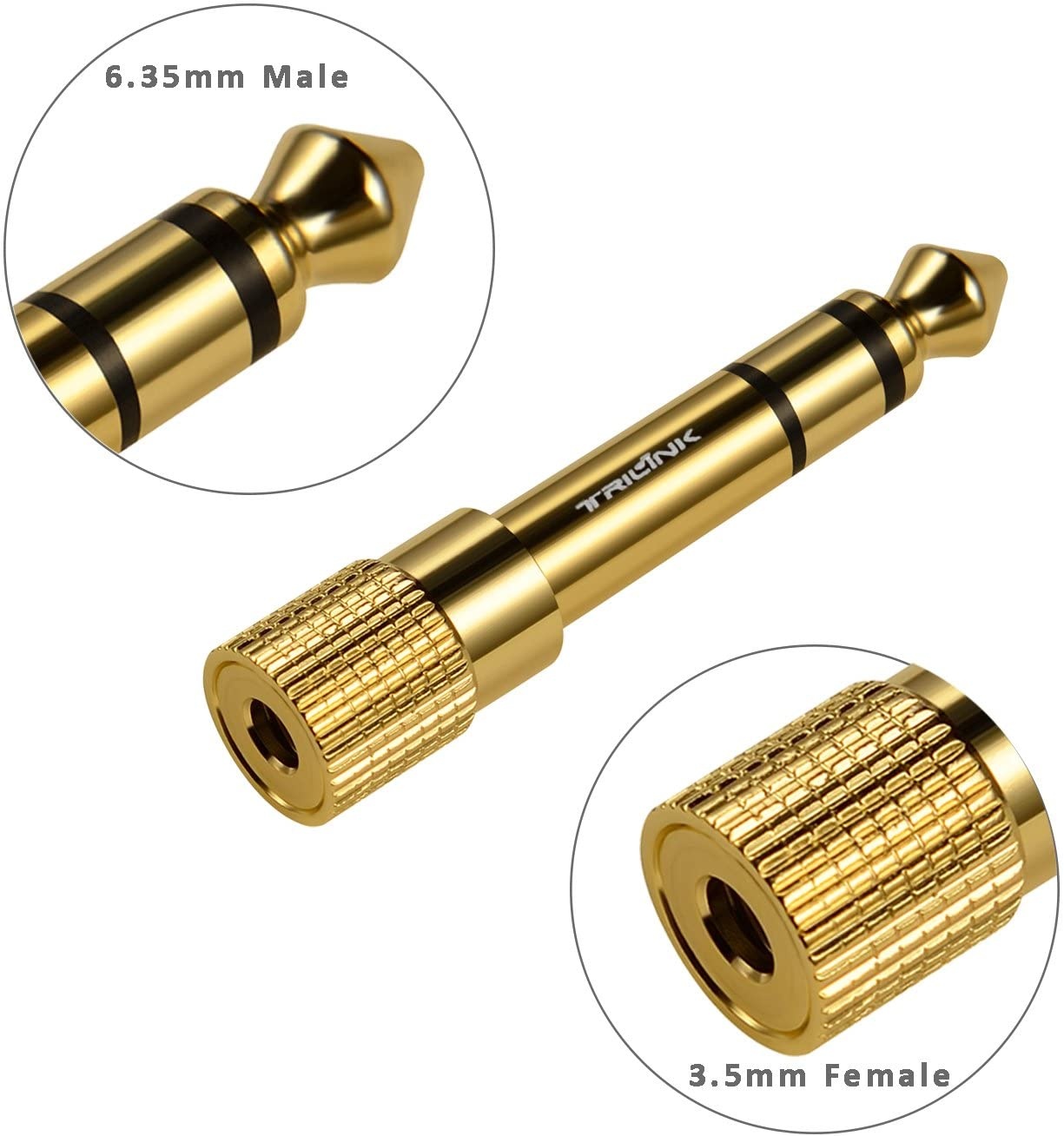 TriLink Stereo Audio Adapter [Gold-Plated Pure Copper ] 6.35mm (1/4 inch) Male to 3.5mm (1/8 inch) Female Headphone Jack Plug 3 Pack