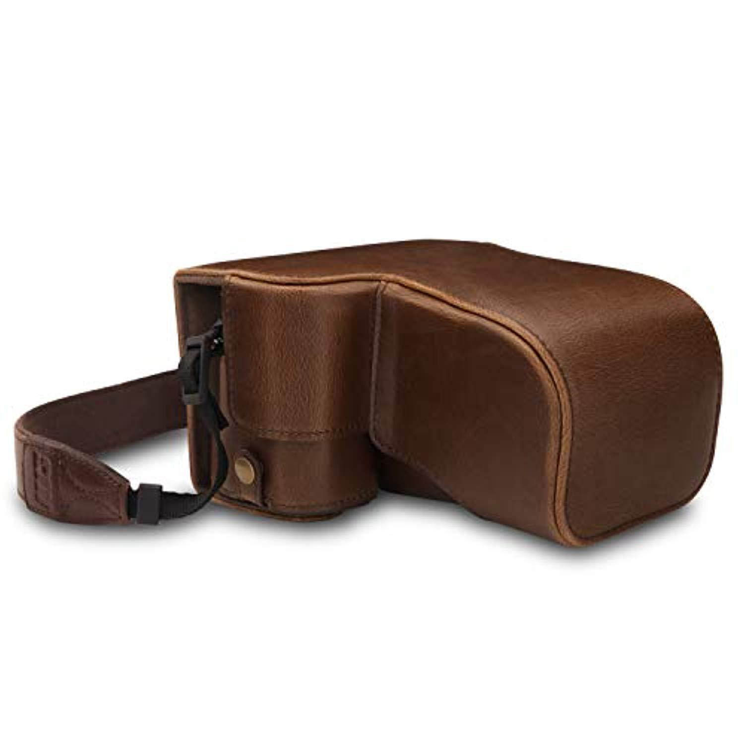 megagear mg1661 ever ready leather camera case compatible with sony alpha a6400 18135mm  brown