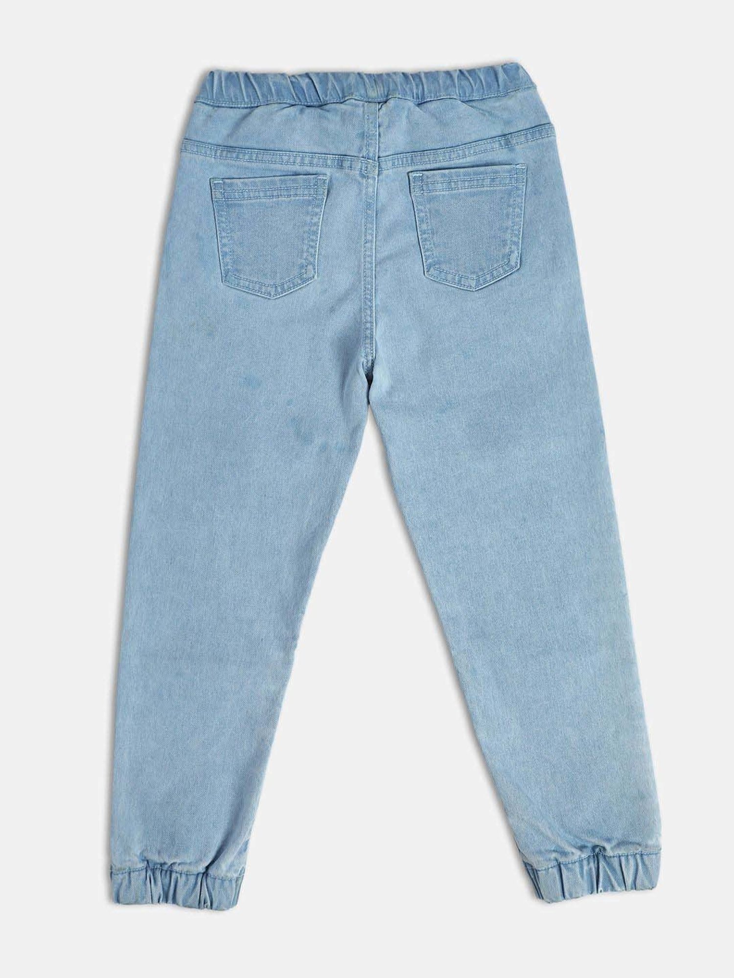 MINIKLUB Boys Blue Cotton Solid Full Sleeves Denim Pant