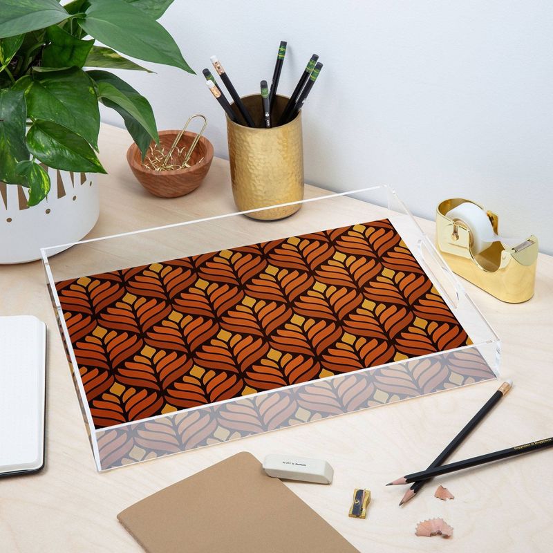 17" x 14" Acrylic Alisa Galitsyna Retro Flower Tray Brown - society6