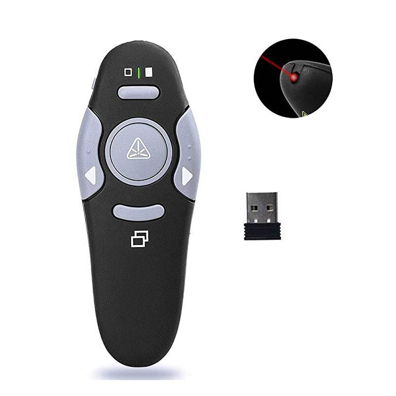 Wireless Presenter Remote RF 2.4GHz USB Presentation Remote Control PowerPoint Presentation Clicker for Mac/Keynote/PC/Laptop/PPT