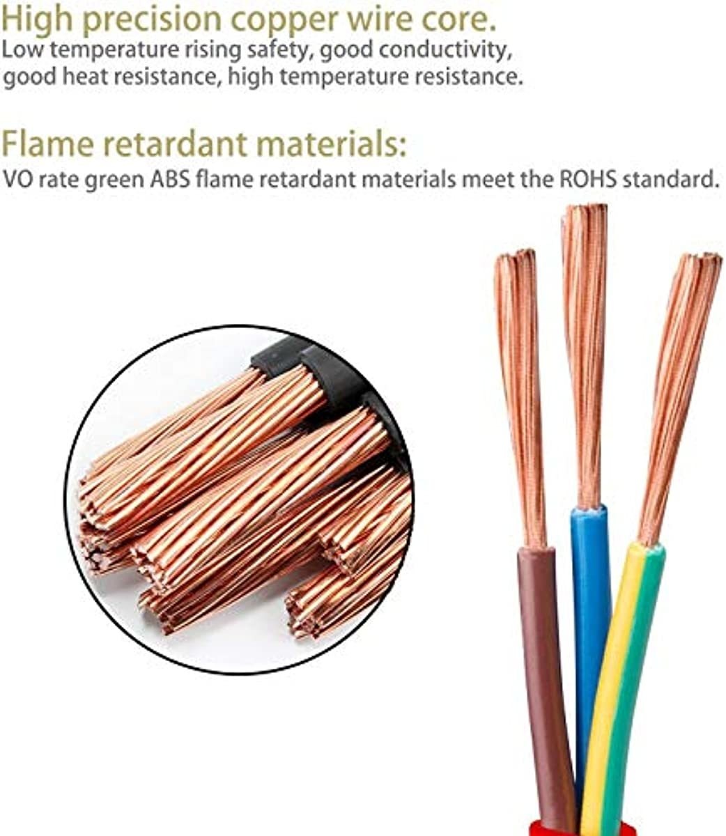 KMC 0.6-Foot (5-Pack) Power Extension Cord, 3 Prong Appliance Extension Cable Cord-Black &hellip;