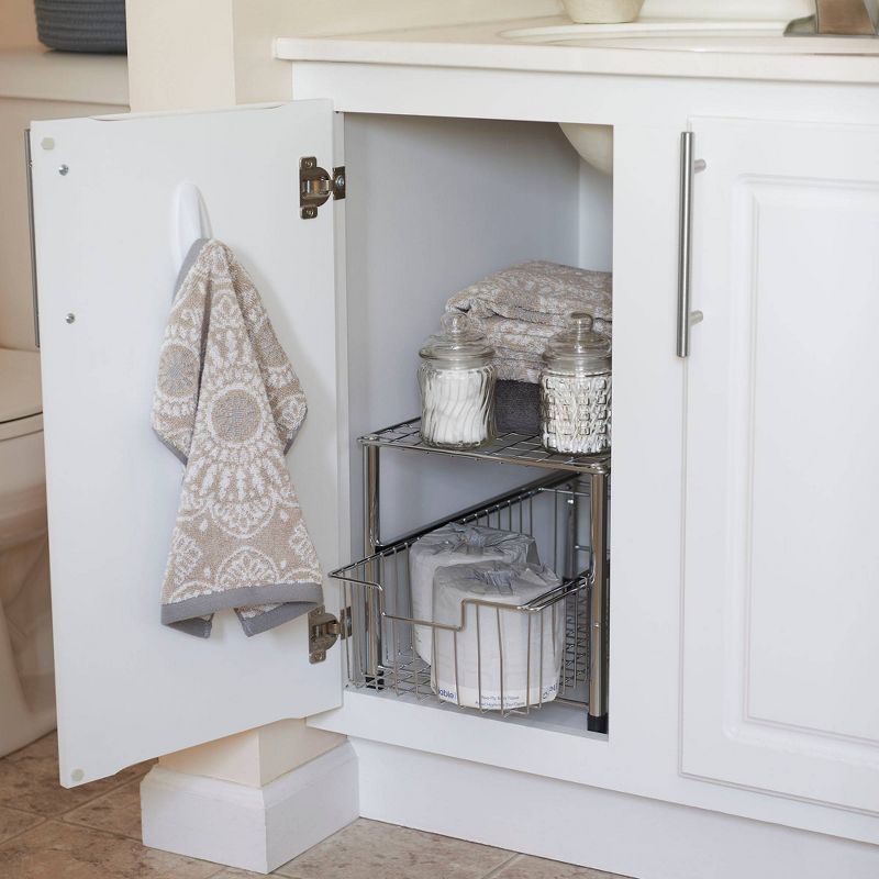 Household Essentials Single Pull-Out Basket Organizer Chrome