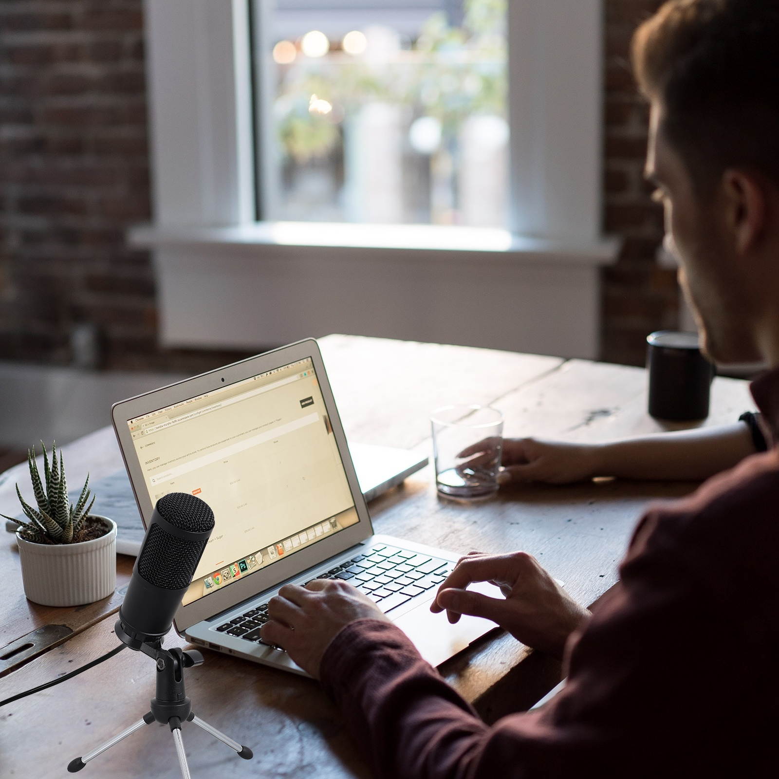 1 Set USB Bracket Microphone Office Home Stable Cardioid USB Condenser Microphone