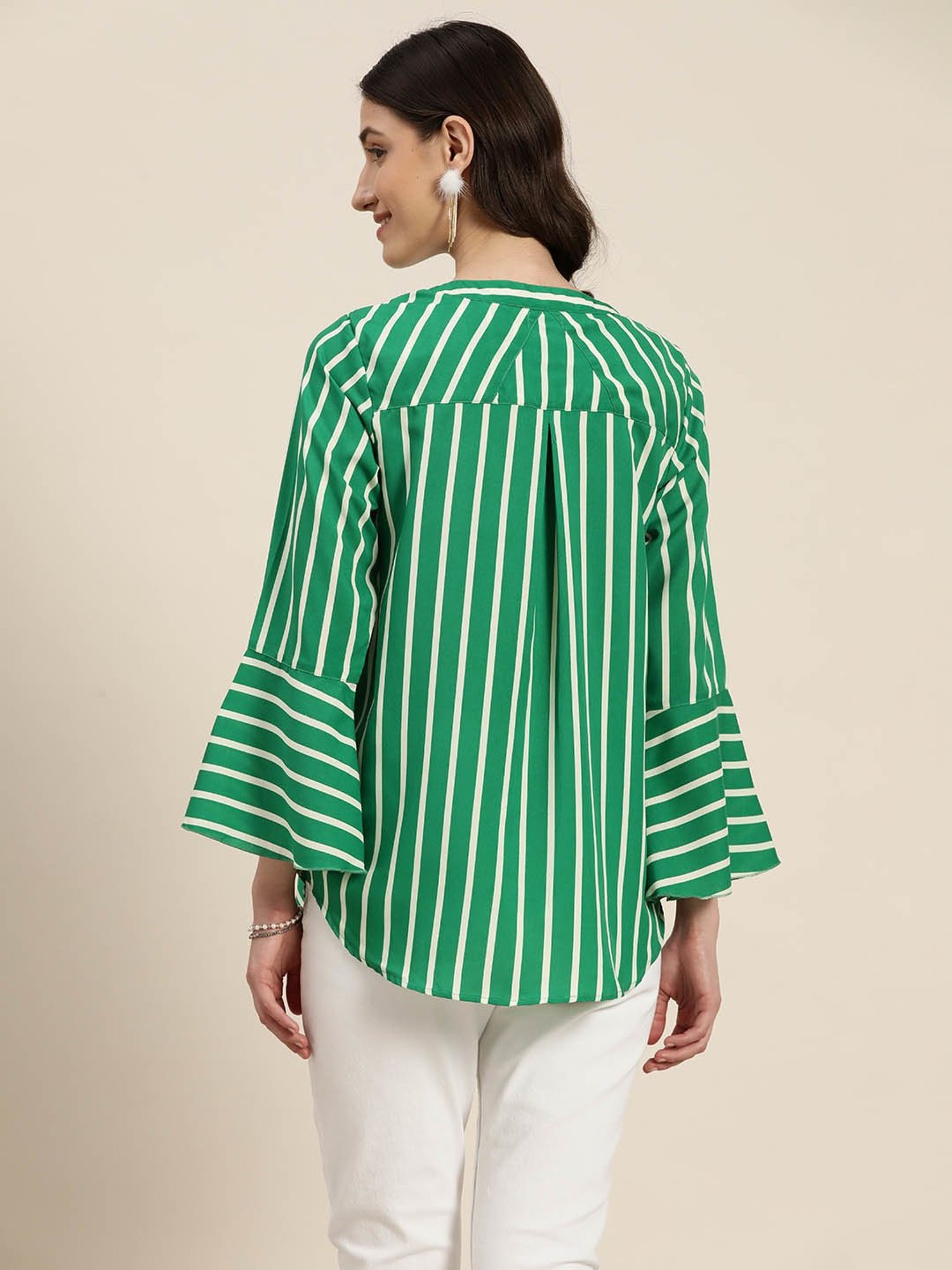Qurvii Green Striped Top
