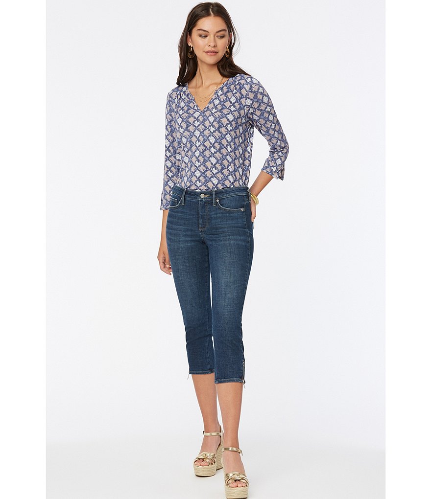 NYDJ Chloe Side Zipper Hem Detail Skinny Leg Capri Jeans