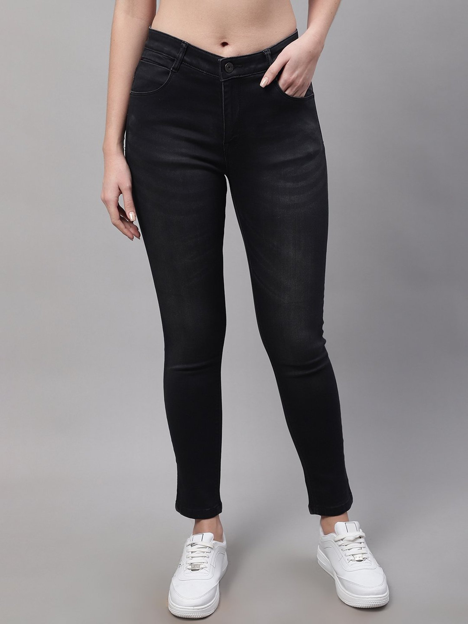 Crozo By Cantabil Black Regular Fit Mid Rise Jeans