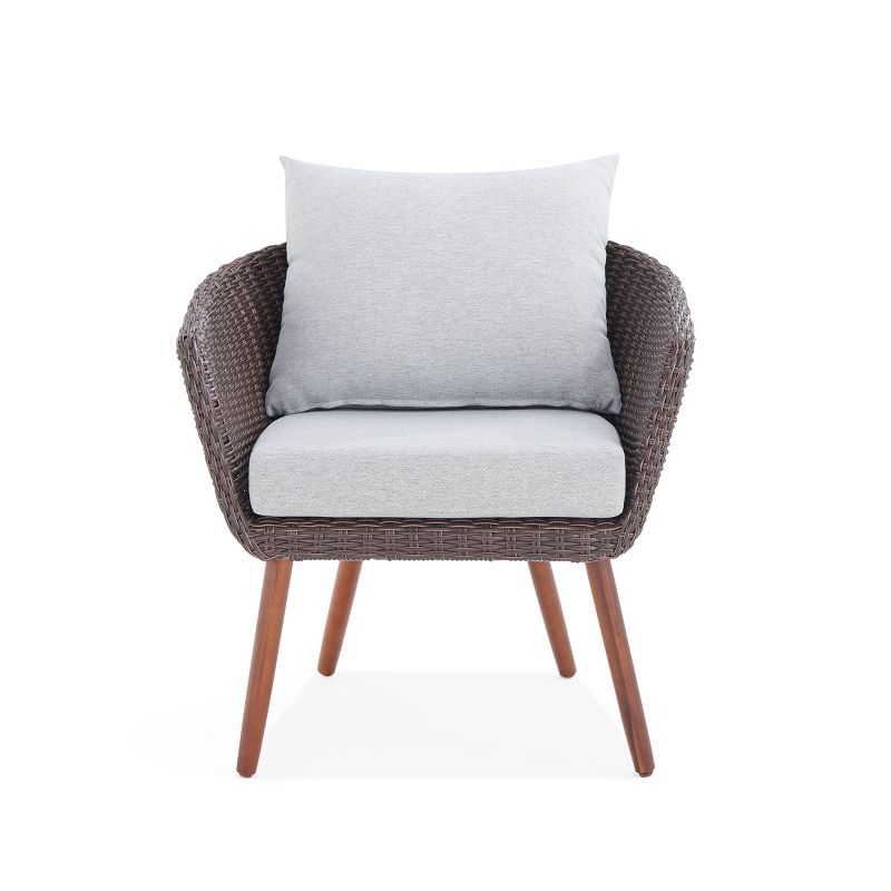 2pk All-Weather Wicker Athens Outdoor Chairs with Cushions Brown - Alaterre Furniture