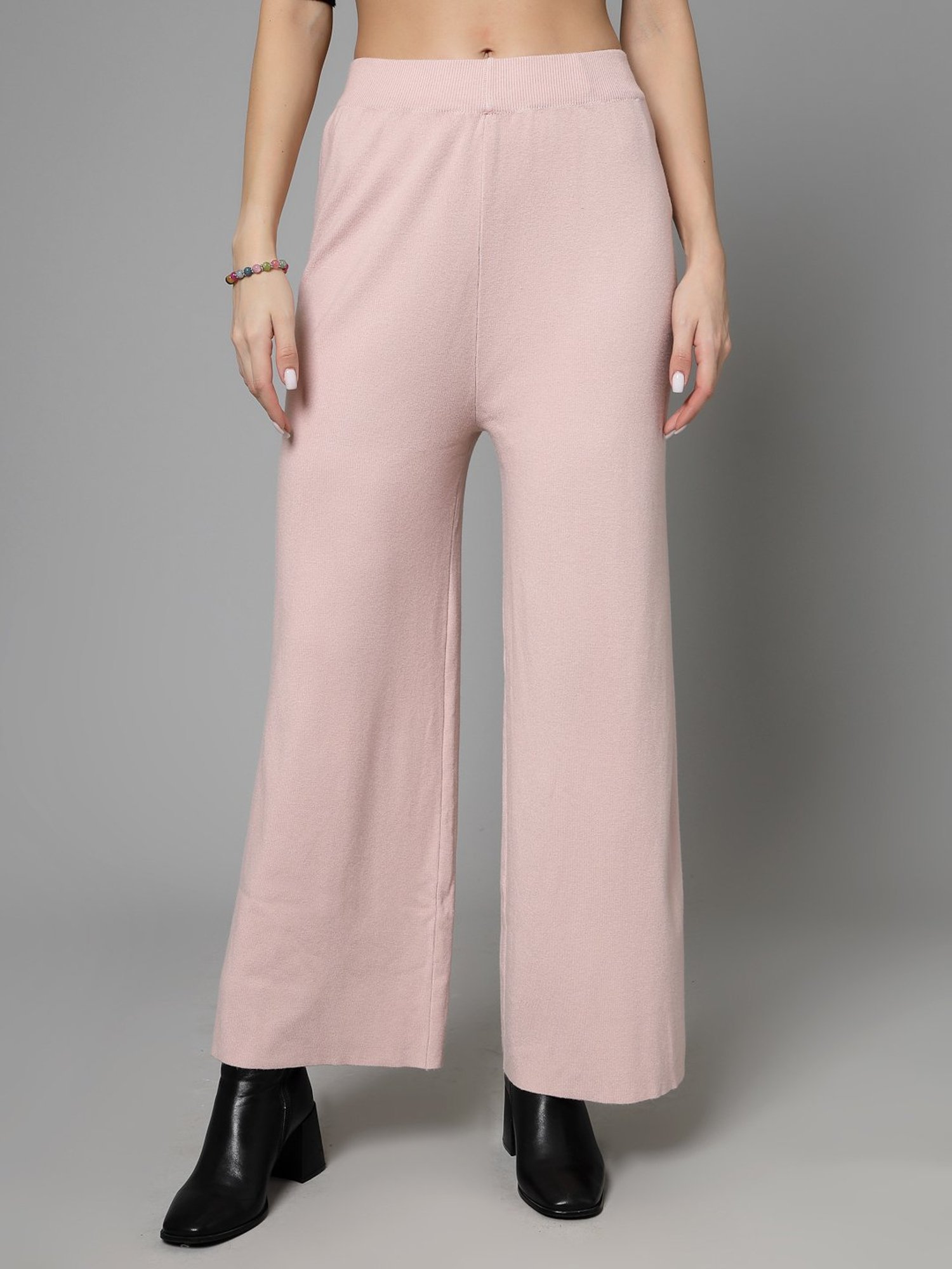 Mafadeny Peach Regular Fit Mid Rise Palazzos